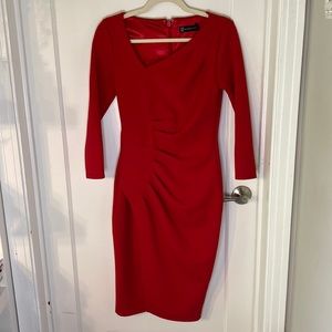Red ruched sheath dress